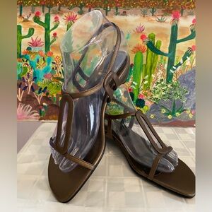 Stuart Weitzman Brown Sandals with Adjustable Slingback, Copper Brown, Size 7